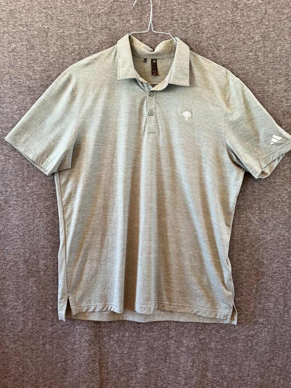 Adidas pine green golf shirt button down collar JF 8996 mens L vented armpits
